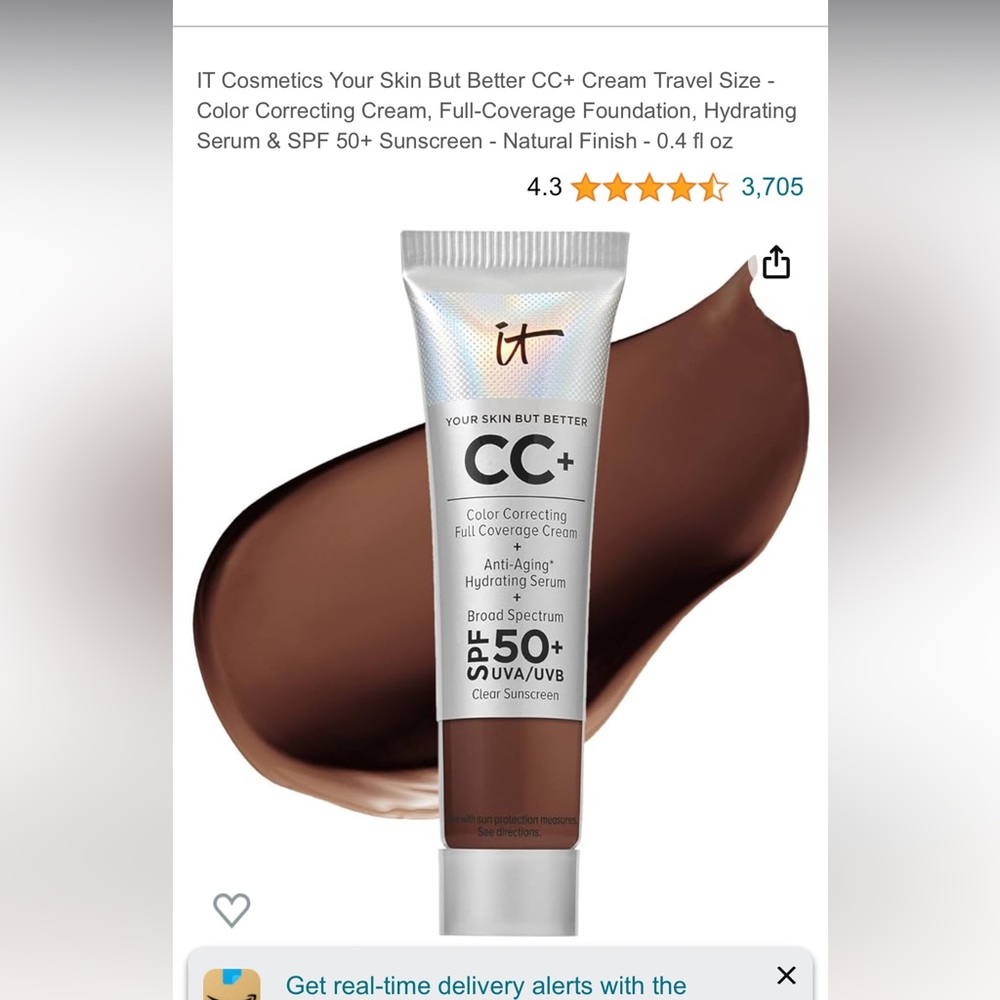 IT CC+ tinted face cream deep bronze travel size